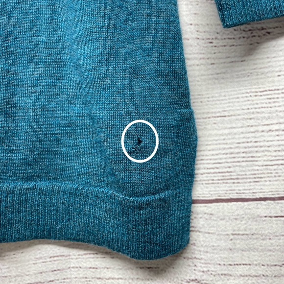 Talbots Teal Merino Wool Turtle Neck Sweater size M *Defect - Picture 2 of 7